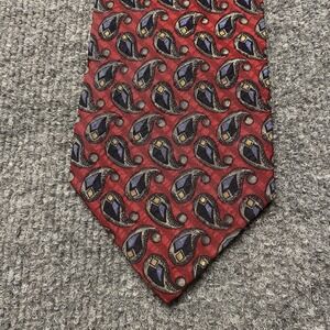 Robert Talbott Studio Mens Tie Red Blue Geometric Pattern  57"X3.75"